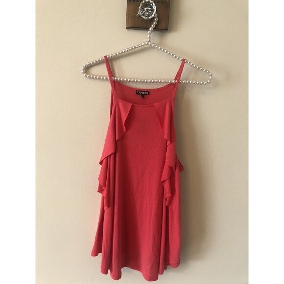 NWT Express Womens Size Small Orange Sleeveless Top Ruffles - Picture 1 of 5